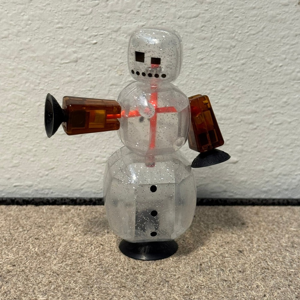 Zing Stikbot Action Figure Clear Glitter Snowman Christmas Posable Stop Motion